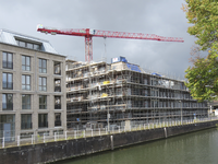 907942 Gezicht op de bouw van een appartementengebouw aan de Zeedijk te Utrecht, onderdeel van het nieuwbouwproject ...